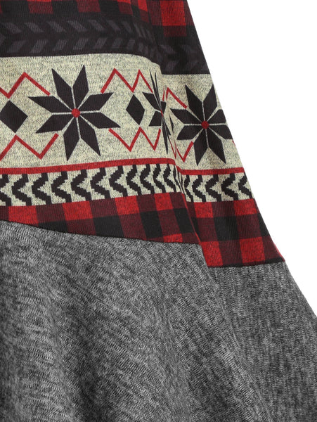 Christmas Elk Hooded Flippy Hem Knitted Dress