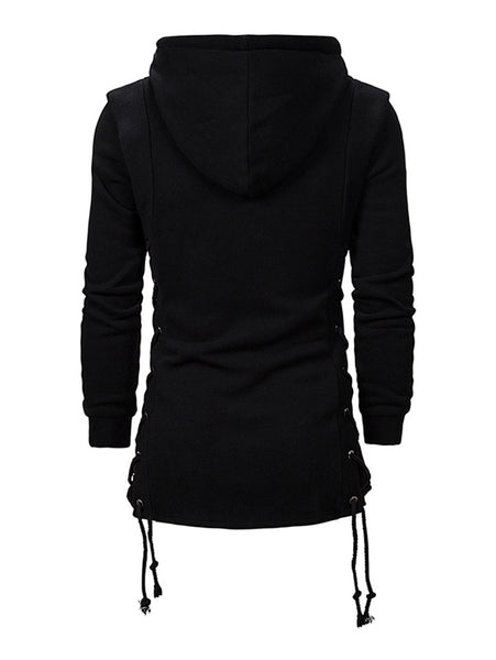 Side Lace Up Fleece Gothic Hoodie for Men
