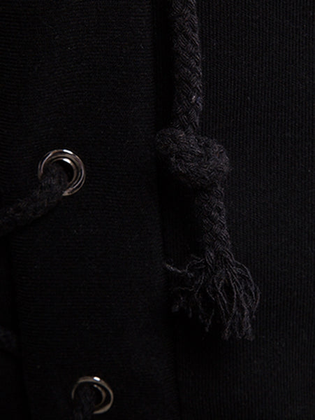 Side Lace Up Fleece Gothic Hoodie for Men