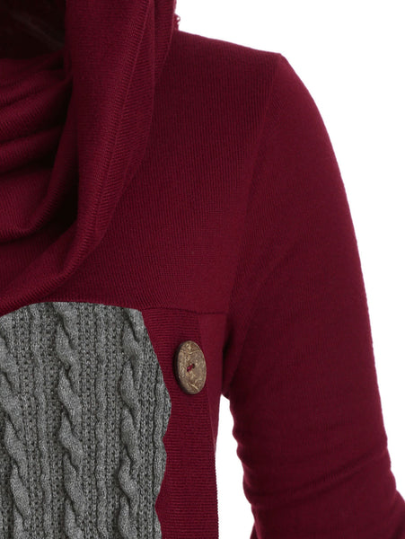 Cowl Neck Cable Knit Tunic Knitwear for Women