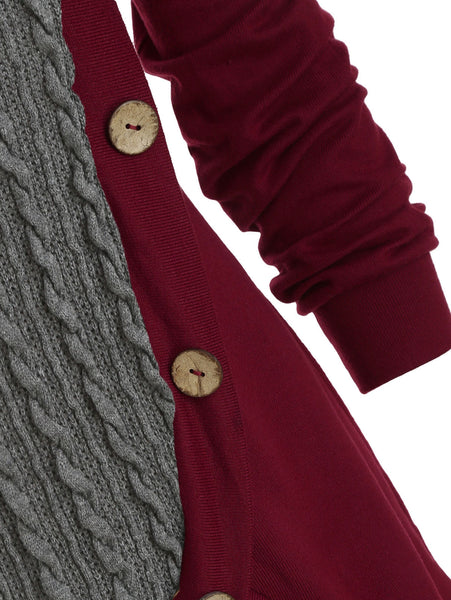 Cowl Neck Cable Knit Tunic Knitwear for Women