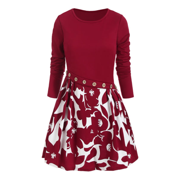 Button Embellished Floral Longline T-shirt