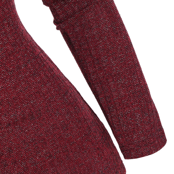 Folded Cowl Neck Bowknot Metallic Thread Knitwear