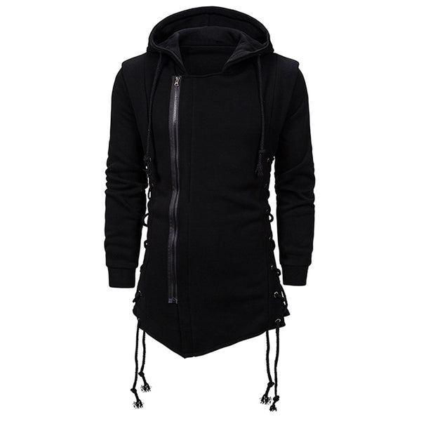 Side Lace Up Fleece Gothic Hoodie for Men