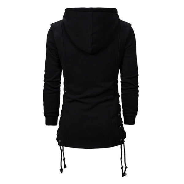 Side Lace Up Fleece Gothic Hoodie for Men