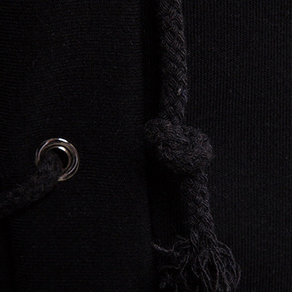 Side Lace Up Fleece Gothic Hoodie for Men