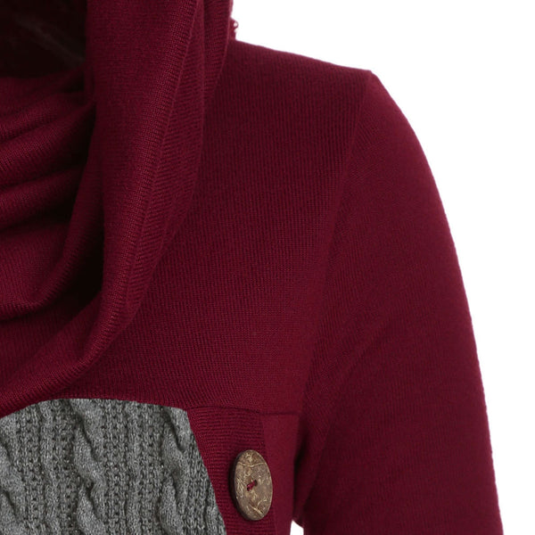 Cowl Neck Cable Knit Tunic Knitwear for Women