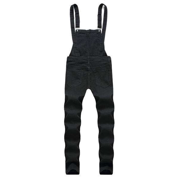 Men Distressed Denim Carpenter Overalls Bib Rompers Moto Biker Jean Jumpsuits Pants