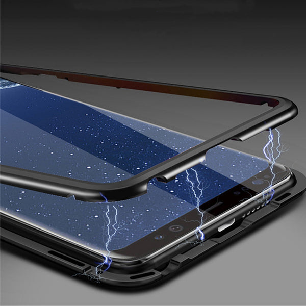 Magnetic Metal Tempered Glass Flip Case for Xiaomi Redmi Note 8 Pro