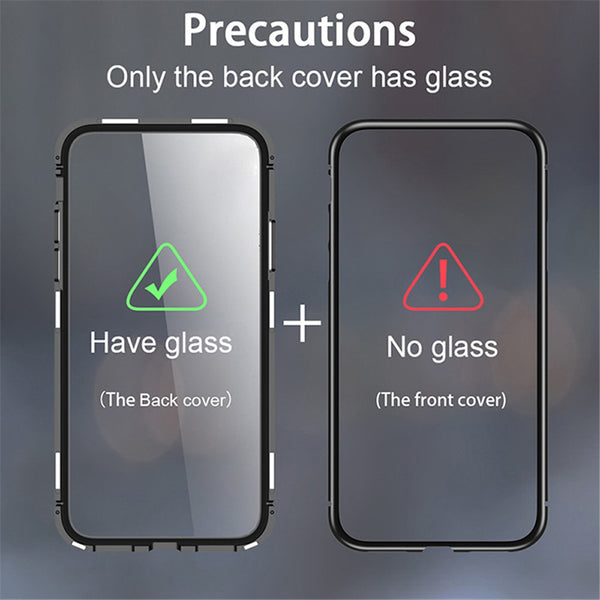 Magnetic Metal Tempered Glass Flip Case for Xiaomi Redmi Note 8 Pro